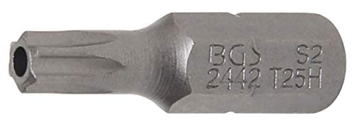 BGS 2442 | Bit | Länge 25 mm | Antrieb Außensechskant 6,3 mm (1/4") | T-Profil (für Torx) mit Bohrung T25 von BGS
