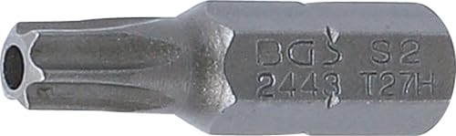 BGS 2443 | Bit | Länge 25 mm | Antrieb Außensechskant 6,3 mm (1/4") | T-Profil (für Torx) mit Bohrung T27 von BGS