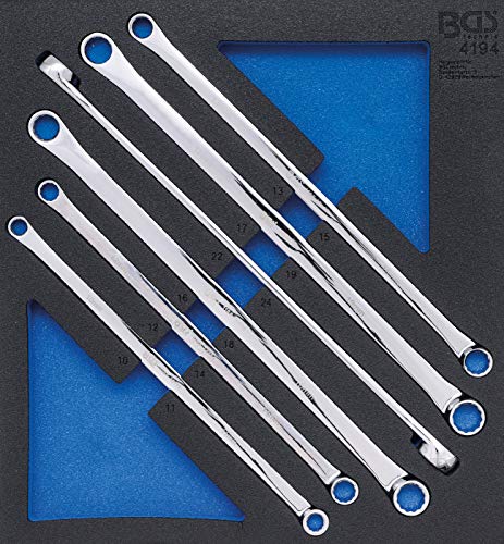 BGS 4194 | Werkstattwageneinlage 2/3: Doppel-Ringschlüssel-Satz | extra lang | SW 10 x 11 - 22 x 24 mm | 6-tlg. von BGS