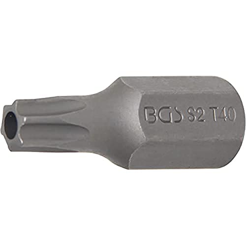 BGS 4640 | Bit | Länge 30 mm | Antrieb Außensechskant 10 mm (3/8") | T-Profil (für Torx) mit Bohrung T40 von BGS