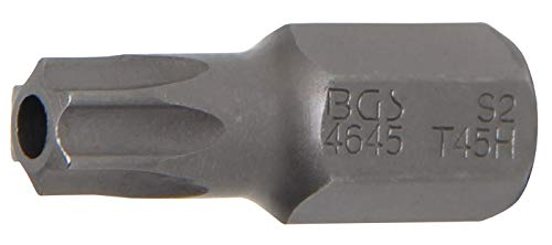 BGS 4645 | Bit | Länge 30 mm | Antrieb Außensechskant 10 mm (3/8") | T-Profil (für Torx) mit Bohrung T45 von BGS