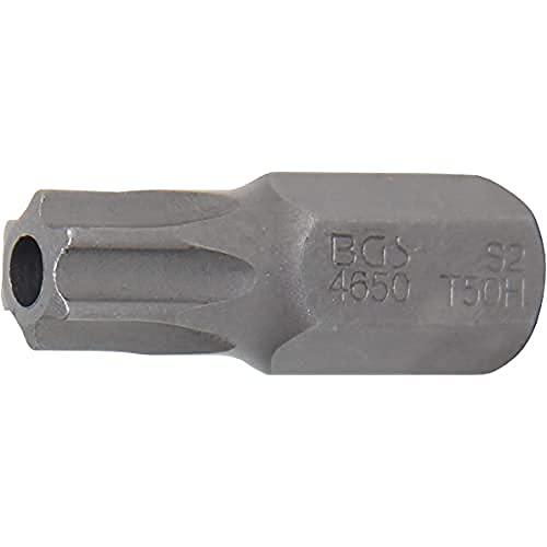 BGS 4650 | Bit | Länge 30 mm | Antrieb Außensechskant 10 mm (3/8") | T-Profil (für Torx) mit Bohrung T50 von BGS