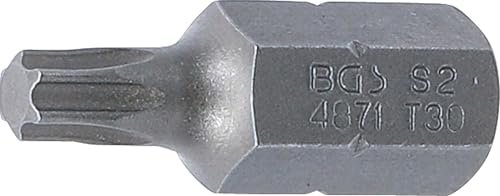 BGS 4871 | Bit | Länge 30 mm | Antrieb Außensechskant 10 mm (3/8") | T-Profil (für Torx) T30 | Länge 30 mm von BGS