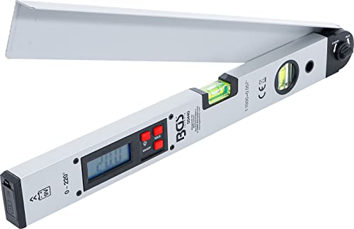 BGS 50440 | Digitaler LCD-Winkelmesser mit Wasserwaage | 450 mm | Winkelschmiege mit Feststellfunktion | Neigungsmesser von BGS