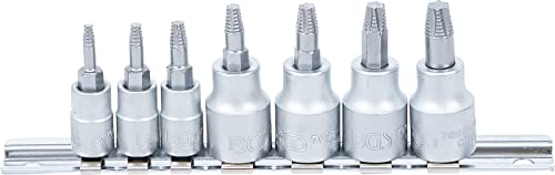 BGS 7098 | Schraubenausdreher-Bit-Einsatz-Satz | Antrieb Innenvierkant 6,3 mm (1/4") / 10 mm (3/8") | für defektes T-Profil (für Torx) | T10 - T40 | 7-tlg. von BGS