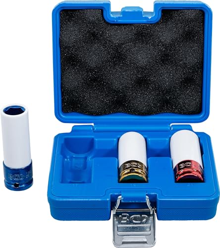 BGS 7200 | Kraft-Schoneinsatz-Satz | 3-tlg. | 12,5 mm (1/2") | SW 17 / 19 / 21 mm | mit Kunststoffhülse | farblich codiert von BGS