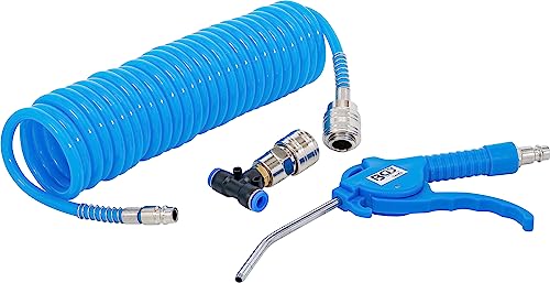 BGS 74253 | Druckluft-Ausblaspistole | mit Druckluft-Spiralschlauch und T-Verbinder | Drukluftpistole | Griff aus blauem Nylon-Fiberglas BGS 74253 | Druckluft-Ausblaspistole | mit Druckluft-Spiralschlauch und T-Verbinder | Drukluftpistole | Griff aus blauem Nylon-Fiberglas von BGS
