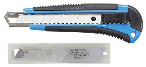 BGS 7955 | Abbrechmesser | Klingenbreite 18 mm | inkl. 8 Klingen | Cuttermesser | Teppichmesser | Universalmesser von BGS