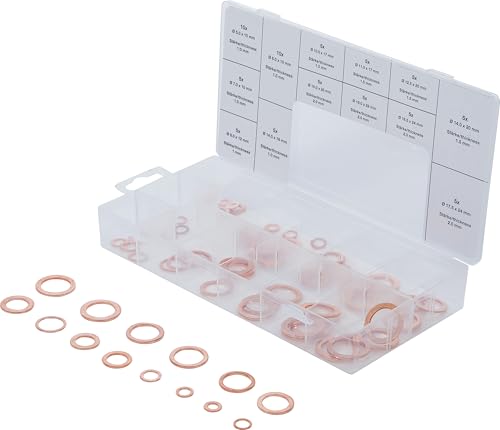 BGS 8132 | Dichtring-Sortiment | 75-tlg. | Kupfer | metrisch | für Öl-Ablassschrauben | Kupferringe | Dichtungs-Satz | Unterlegscheiben BGS 8132 | Dichtring-Sortiment | 75-tlg. | Kupfer | metrisch | für Öl-Ablassschrauben | Kupferringe | Dichtungs-Satz | Unterlegscheiben von BGS