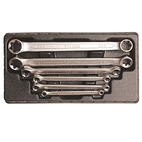 BGS 2268 | Doppel-Ringschlüssel-Satz mit E-Profil-Ringköpfen | 6-tlg. | SW E6 x E8 - E20 x E24 | gerade Form BGS 2268 | Doppel-Ringschlüssel-Satz mit E-Profil-Ringköpfen | 6-tlg. | SW E6 x E8 - E20 x E24 | gerade Form von BGS
