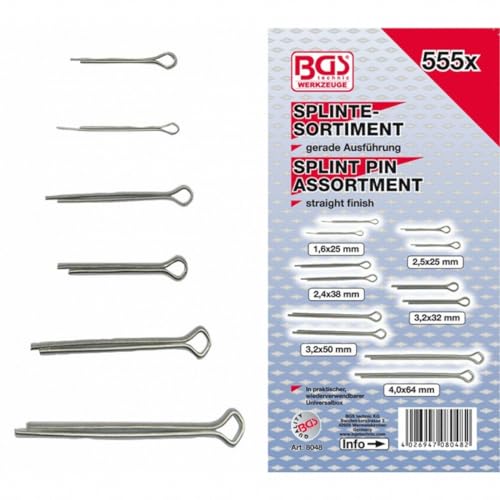 BGS 8048 | Splinte-Sortiment | 555-tlg. | Ø 1,6 - 4,0 mm | inkl. Sortimentskasten | Sicherungsstifte BGS 8048 | Splinte-Sortiment | 555-tlg. | Ø 1,6 - 4,0 mm | inkl. Sortimentskasten | Sicherungsstifte von BGS