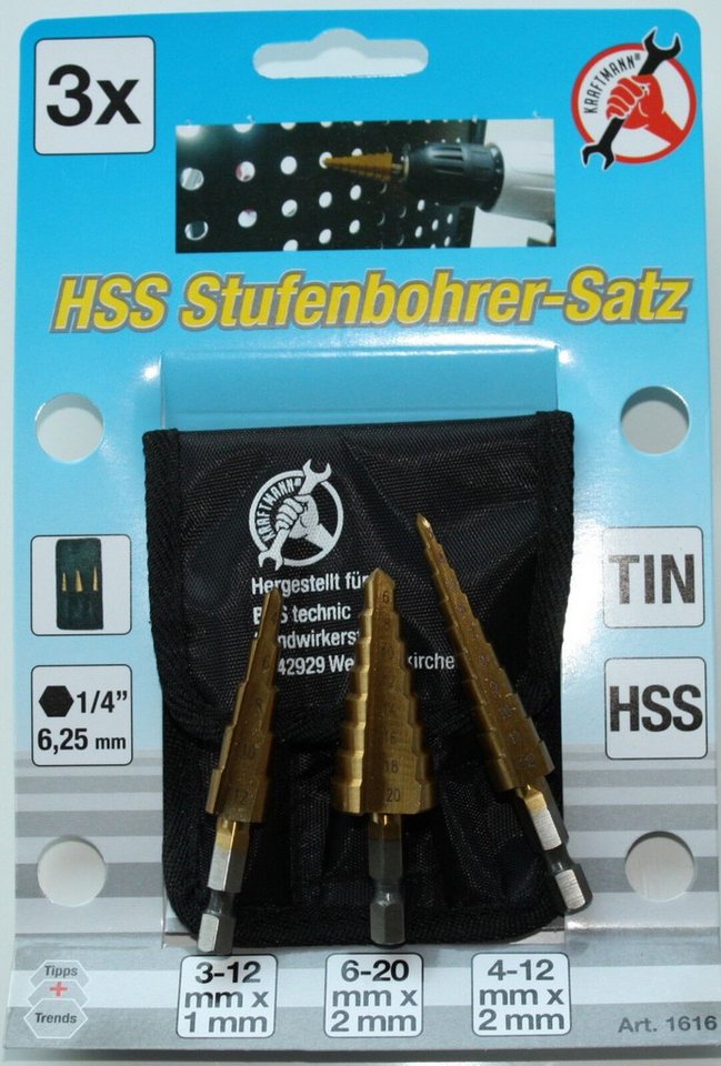 BGS Stufenbohrer Stufenbohrer Satz HSS, Metallbohrer, Lochbohrer Set von BGS