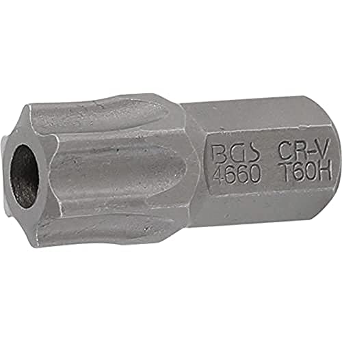 BGS 4660 | Bit | Länge 30 mm | Antrieb Außensechskant 10 mm (3/8") | T-Profil (für Torx) mit Bohrung T60 von BGS