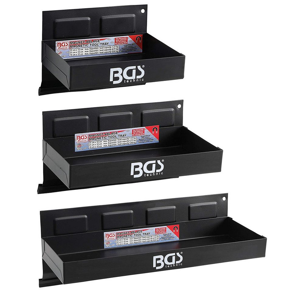 BGS Werkstattwagen Magnet-Ablagen-Satz, 3-teilig, 150, 210, 310 mm von BGS