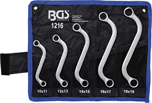BGS 1216 | Doppel-Ringschlüssel-Satz | 5-tlg. | S-Form | SW 10 x 11 - 18 x 19 mm | inkl. Tetron-Rolltasche | CV-Stahl BGS 1216 | Doppel-Ringschlüssel-Satz | 5-tlg. | S-Form | SW 10 x 11 - 18 x 19 mm | inkl. Tetron-Rolltasche | CV-Stahl von BGS