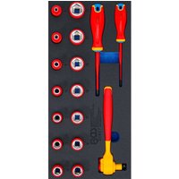 Werkstattwageneinlage 1/3: VDE-Steckschlüssel- und Schraubendreher-Satz Antrieb Innenvierkant 10 mm (3/8") 17-tlg. von BGS