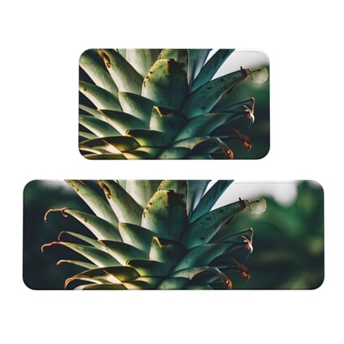 Be A Küchenmatten mit Ananas-Druck, waschbar, Küchenteppich, 2er-Set, für Heimdekoration, Küchenzubehör von BGSHJVF