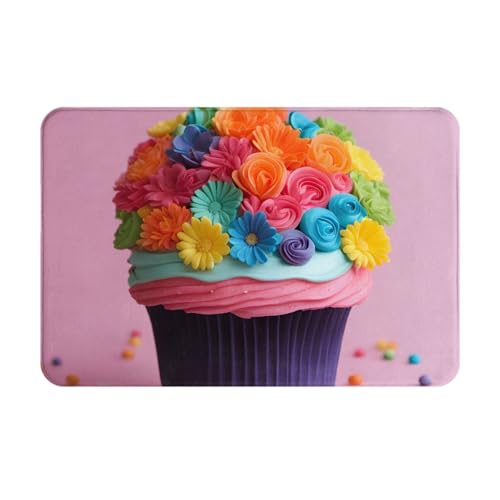 Farbenfrohe Fußmatte mit Regenbogen-Blumen-Motiv, ultradünn, perfekt für Haustür, Hintertür, Terrasse und Eingangsbereich von BGSHJVF