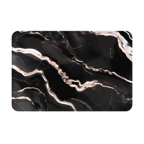 Fußmatte mit schwarz-rotgoldenem Marmor-Druck, ultradünn, perfekt für Haustür, Hintertür, Terrasse und Eingangsbereich von BGSHJVF