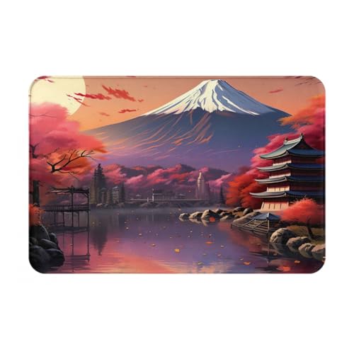 Japanische Fußmatte mit Fuji-Landschaftsdruck, ultradünn, perfekt für Haustür, Hintertür, Terrasse und Eingangsbereich von BGSHJVF