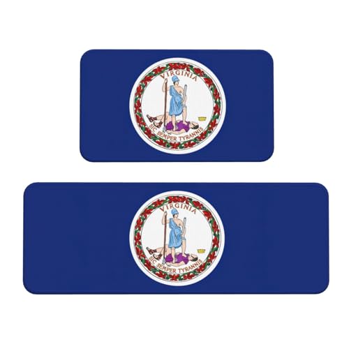 Küchenmatten mit Flagge von Virginia, für Boden, waschbare Küchenteppiche, 2er-Set, für Heimdekoration, Küchenzubehör Küchenmatten mit Flagge von Virginia, für Boden, waschbare Küchenteppiche, 2er-Set, für Heimdekoration, Küchenzubehör von BGSHJVF