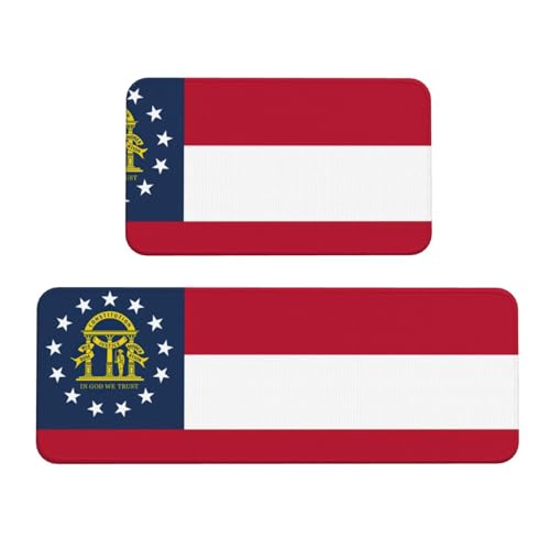 Küchenmatten mit Georgia-Flaggen-Druck, waschbar, Küchenteppich, 2er-Set, für Heimdekoration, Küchenzubehör von BGSHJVF