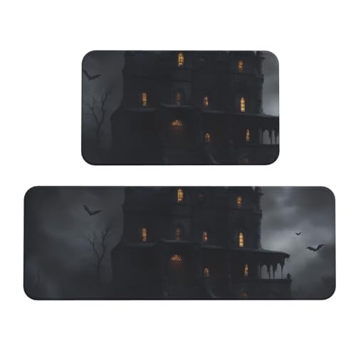 Küchenmatten mit Halloween-Gothic-Druck, waschbar, 2er-Set, für Heimdekoration, Küchenzubehör Küchenmatten mit Halloween-Gothic-Druck, waschbar, 2er-Set, für Heimdekoration, Küchenzubehör von BGSHJVF