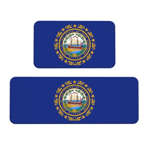 Küchenmatten mit Hampshire-Staatsflaggen-Druck, waschbar, Küchenteppich, 2er-Set, für Heimdekoration, Küchenzubehör von BGSHJVF
