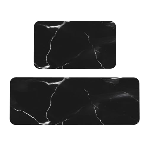 Küchenmatten mit Marmor-Druck, waschbar, 2er-Set, für Heimdekoration, Küchenzubehör von BGSHJVF