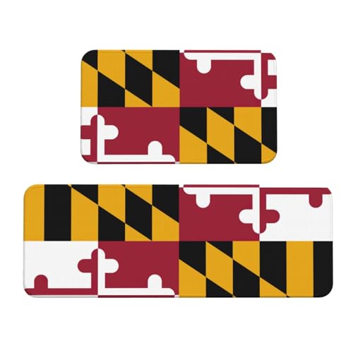 Küchenmatten mit Maryland-Staatsflaggen-Druck, waschbar, Küchenteppich, 2er-Set, für Heimdekoration, Küchenzubehör Küchenmatten mit Maryland-Staatsflaggen-Druck, waschbar, Küchenteppich, 2er-Set, für Heimdekoration, Küchenzubehör von BGSHJVF
