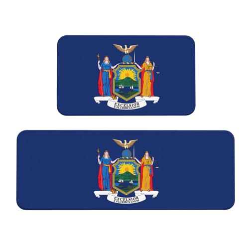 Küchenmatten mit New York-Flaggen-Druck, waschbare Küchenteppiche, 2er-Set, für Heimdekoration, Küchenzubehör von BGSHJVF