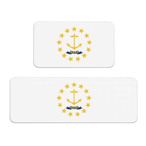 Küchenmatten mit Rhode Island Staatsflaggen-Druck, waschbar, Küchenteppich, 2er-Set, für Heimdekoration, Küchenzubehör Küchenmatten mit Rhode Island Staatsflaggen-Druck, waschbar, Küchenteppich, 2er-Set, für Heimdekoration, Küchenzubehör von BGSHJVF