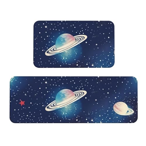Küchenmatten mit Sternenhimmel-Universum, Weltraumdruck, waschbar, Küchenteppich, 2er-Set, für Heimdekoration, Küchenzubehör Küchenmatten mit Sternenhimmel-Universum, Weltraumdruck, waschbar, Küchenteppich, 2er-Set, für Heimdekoration, Küchenzubehör von BGSHJVF