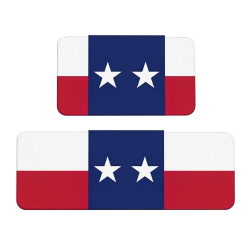 Küchenmatten mit Texas-Flaggen-Druck, waschbar, Küchenteppich, 2er-Set, für Heimdekoration, Küchenzubehör von BGSHJVF