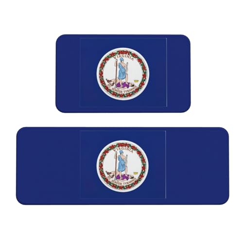Küchenmatten mit Virginia-Staatsflaggen-Druck, waschbare Küchenteppiche, 2er-Set, für Heimdekoration, Küchenzubehör von BGSHJVF