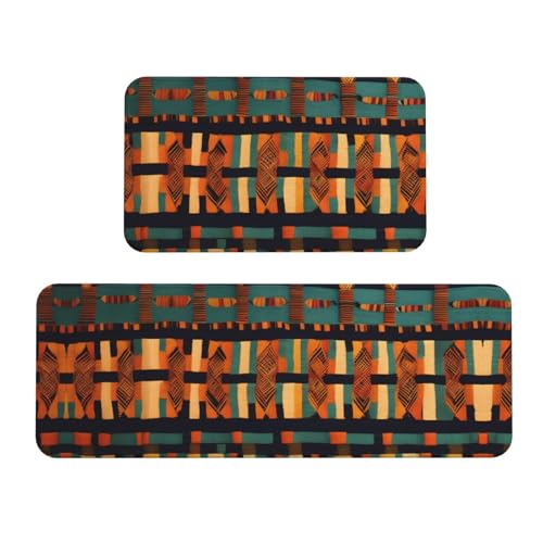 Küchenmatten mit afrikanischem klassischem Webdruck, waschbar, 2er-Set, für Heimdekoration, Küchenzubehör von BGSHJVF