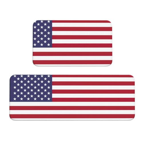 Küchenmatten mit amerikanischer Flagge, waschbar, 2er-Set, für Heimdekoration, Küchenzubehör von BGSHJVF