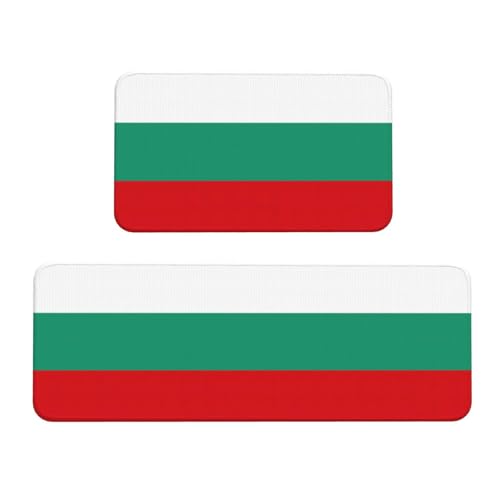 Küchenmatten mit bulgarischer Flagge, waschbar, Küchenteppich, 2er-Set, für Heimdekoration, Küchenzubehör von BGSHJVF