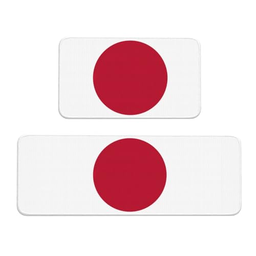 Küchenmatten mit japanischer Flagge, waschbar, 2er-Set, für Heimdekoration, Küchenzubehör von BGSHJVF