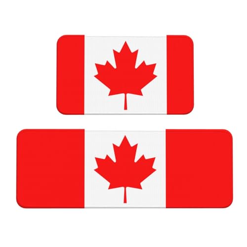 Küchenmatten mit kanadischer Flagge, waschbar, 2er-Set, für Heimdekoration, Küchenzubehör von BGSHJVF