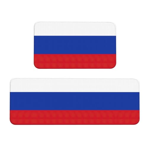 Küchenmatten mit russischer Flagge, waschbar, 2er-Set, für Heimdekoration, Küchenzubehör von BGSHJVF