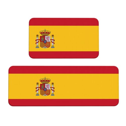 Küchenmatten mit spanischer Flagge, waschbar, 2er-Set, für Heimdekoration, Küchenzubehör von BGSHJVF