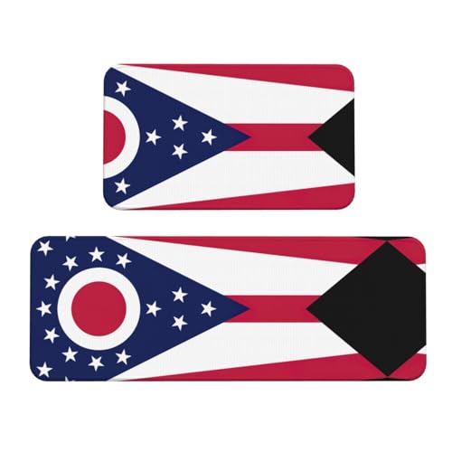 Ohio Küchenmatten mit Staatsflaggen-Druck, waschbar, Küchenteppich, 2er-Set, für Heimdekoration, Küchenzubehör Ohio Küchenmatten mit Staatsflaggen-Druck, waschbar, Küchenteppich, 2er-Set, für Heimdekoration, Küchenzubehör von BGSHJVF