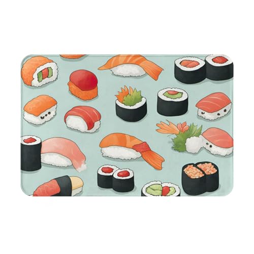 Sehr dünne Fußmatte mit köstlichem Sushi-Druck, perfekt für Haustür, Hintertür, Terrasse und Eingangsbereich von BGSHJVF