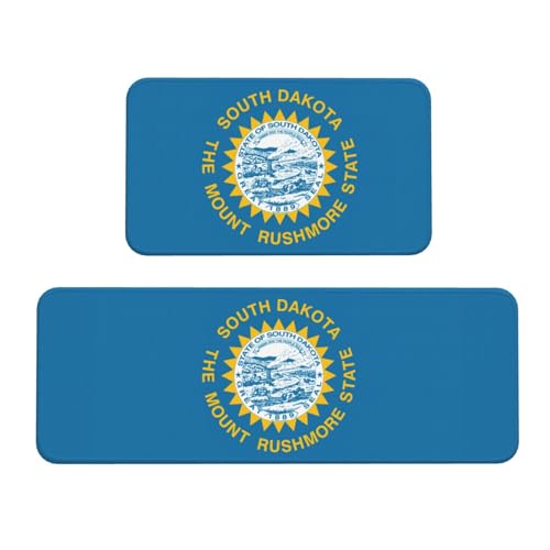 South Dakota Küchenmatten mit Flaggen-Druck, waschbar, Küchenteppich, 2er-Set, für Heimdekoration, Küchenzubehör von BGSHJVF