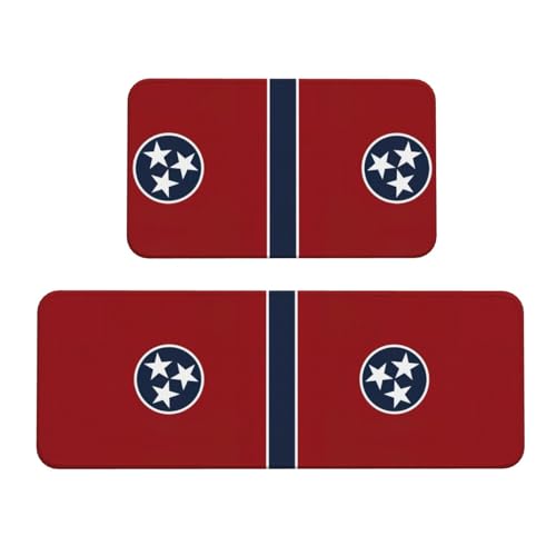 Tennessee Küchenmatten mit Staatsflaggen-Druck, waschbar, Küchenteppich, 2er-Set, für Heimdekoration, Küchenzubehör von BGSHJVF