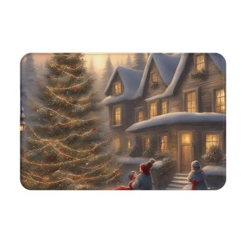 Ultradünne Fußmatte mit Aufschrift "Merry Christmas", perfekt für Haustür, Hintertür, Terrasse und Eingangsbereich von BGSHJVF
