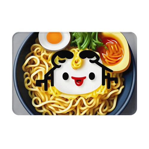 Ultradünne Fußmatte mit Eierbecher-Nudeln, Ramen-Druck, perfekt für Haustür, Hintertür, Terrasse und Eingangsbereich von BGSHJVF