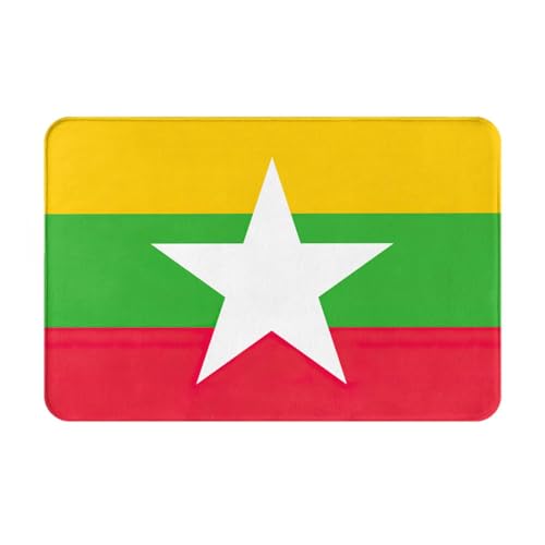 Ultradünne Fußmatte mit Flagge von Myanmar, perfekt für Haustür, Hintertür, Terrasse und Eingangsbereich von BGSHJVF