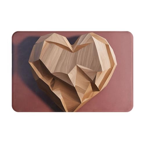 Ultradünne Fußmatte mit Holzherzmuster, perfekt für Haustür, Hintertür, Terrasse und Eingangsbereich von BGSHJVF